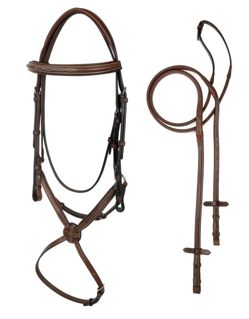 ADT Tack ADT Tack Imperial Figure 8 Bridle with Rubber Reins Regular Crown Brown