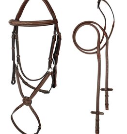 ADT ADT Tack Imperial Figure 8 Bridle with Rubber Reins Mono Crown Brown