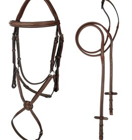 ADT Tack ADT Tack Imperial Figure 8 Bridle with Rubber Reins Mono Crown Brown