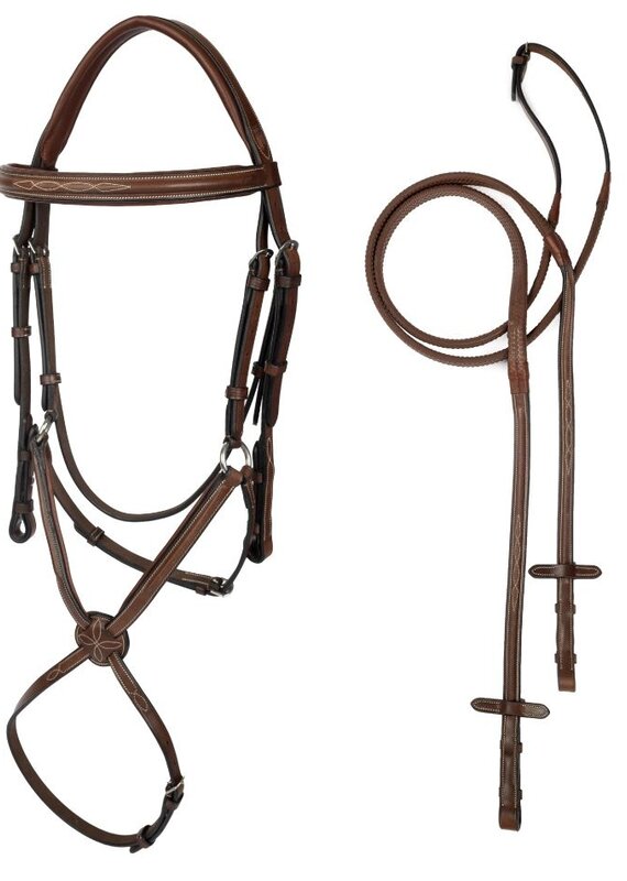 ADT Tack ADT Tack Imperial Figure 8 Bridle with Rubber Reins Mono Crown Brown