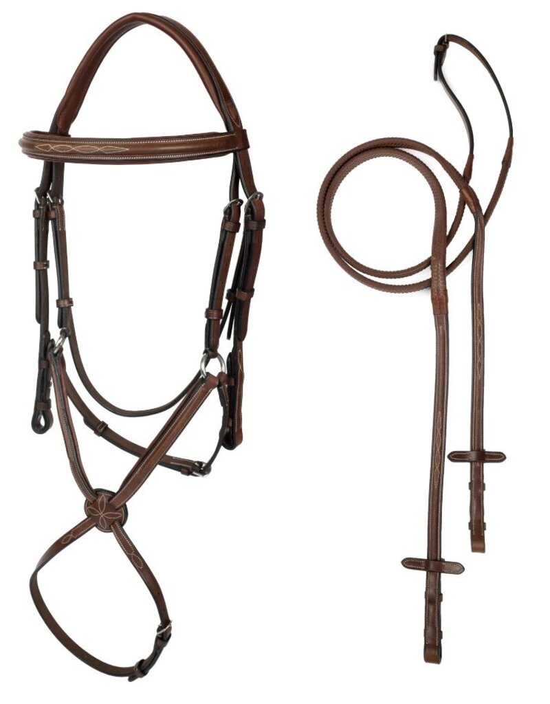 ADT Tack ADT Tack Imperial Figure 8 Bridle with Rubber Reins Mono Crown Brown