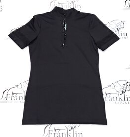 Pikeur Pikeur Ladies 1/4 Zip Short Sleeve Shirt Black With Sparkle