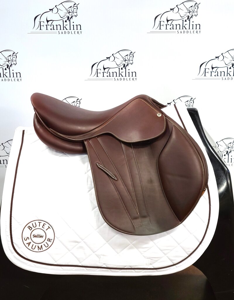 Butet 2024 Butet Premium L 16" Seat 2.25 Short Flap Std Tree 25mm Knee Padding Gold Saddle Demo Condition