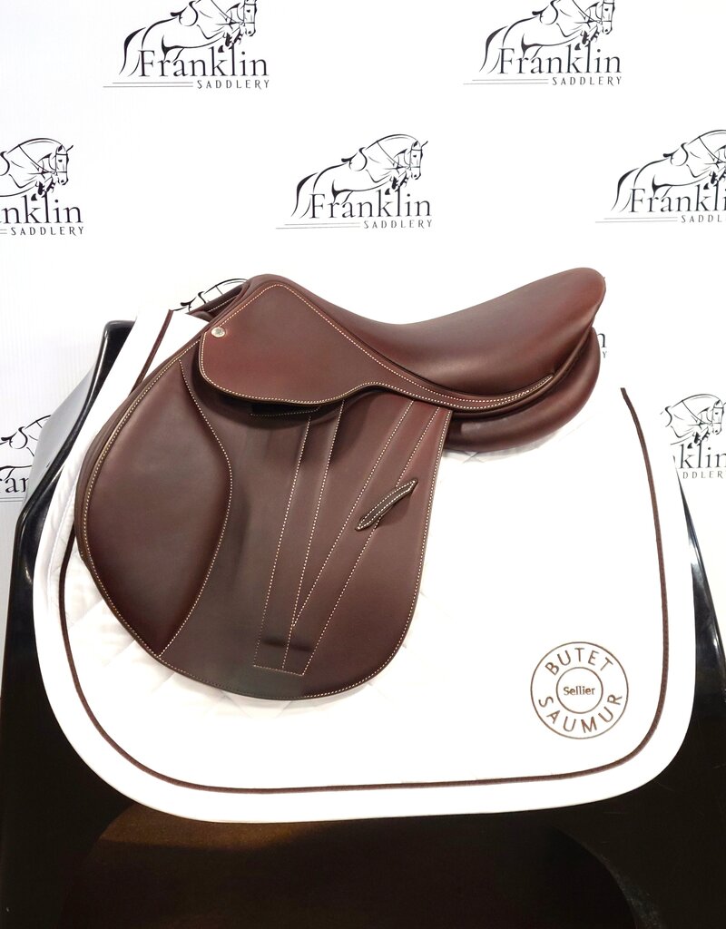 Butet 2024 Butet Premium L 16" Seat 2.25 Short Flap Std Tree 25mm Knee Padding Gold Saddle Demo Condition