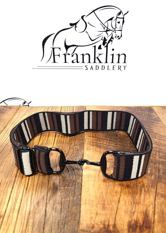 Ellany Equestrian Ellany 1.5" Black And Brown Black Snaffle Elastic Belt