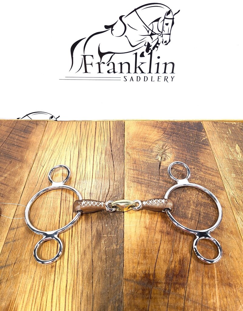 Jump In Jump In 3 Ring French Link Leather Covered Bit 4.5"