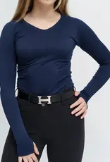 TKEQ TKEQ The'Kennedy' 2.0 V Neck Seamless Long Sleeve Navy