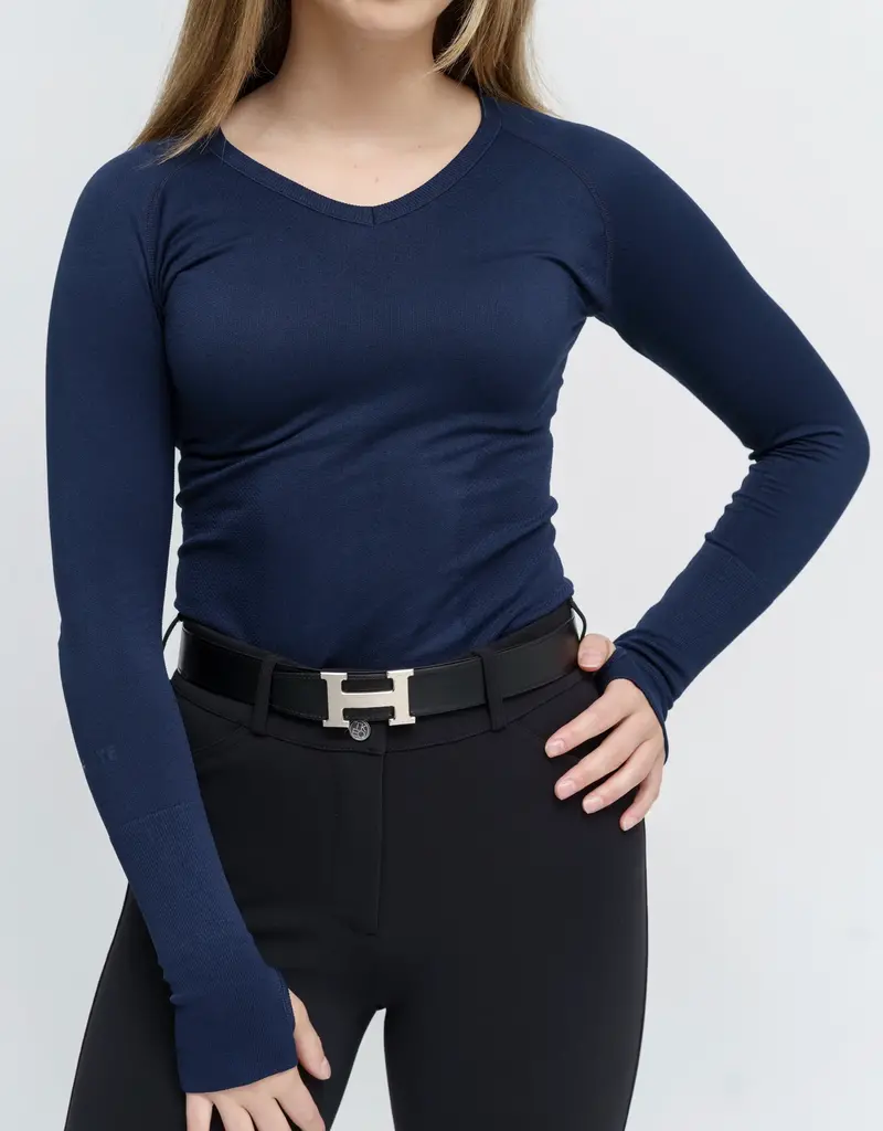 TKEQ TKEQ The'Kennedy' 2.0 V Neck Seamless Long Sleeve Navy