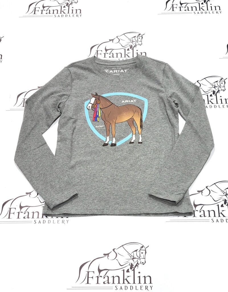 Ariat Youth Champion Pony Long Sleeve Shirt Heather Grey Franklin Saddlery