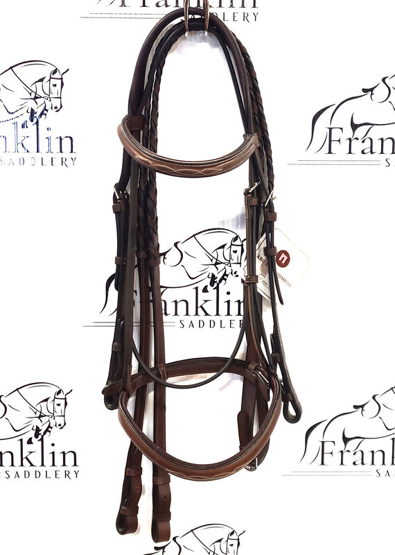 ADT Tack ADT Tack Franklin Hunter Bridle with Raised Lace Reins Brown Full