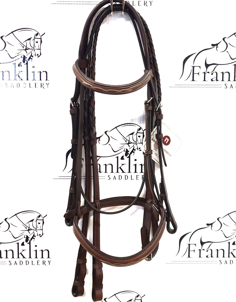 ADT Tack ADT Tack Franklin Hunter Bridle with Raised Lace Reins Brown Full