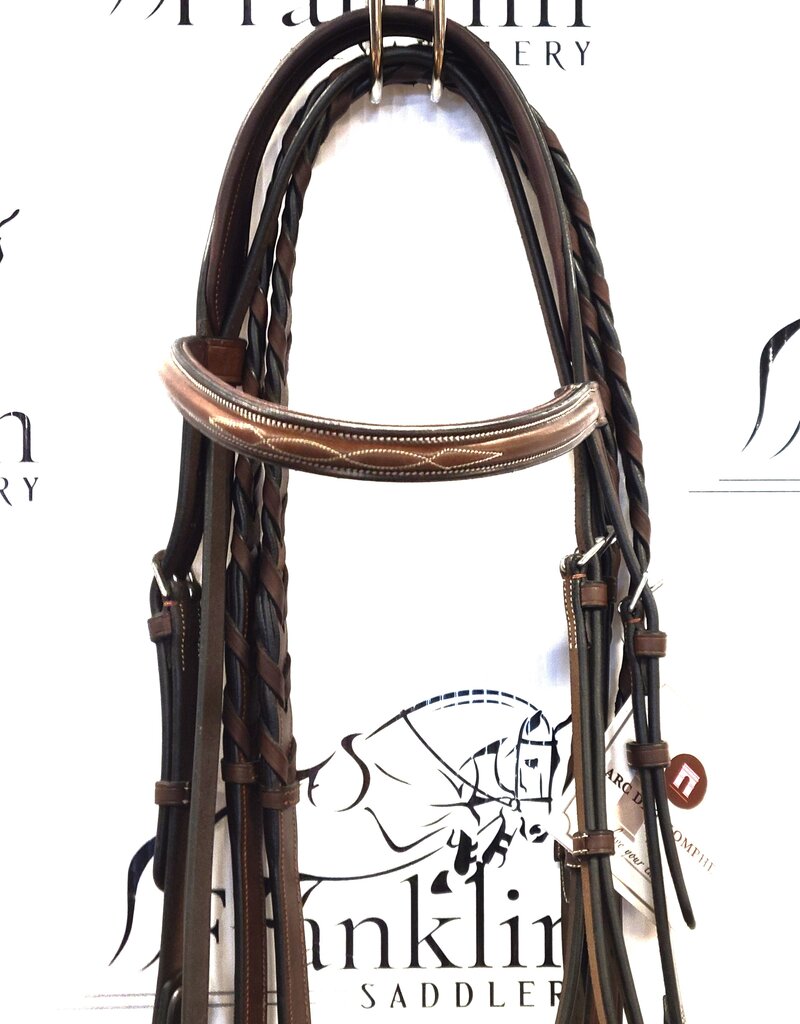 ADT Tack ADT Tack Franklin Hunter Bridle with Raised Lace Reins Brown Full