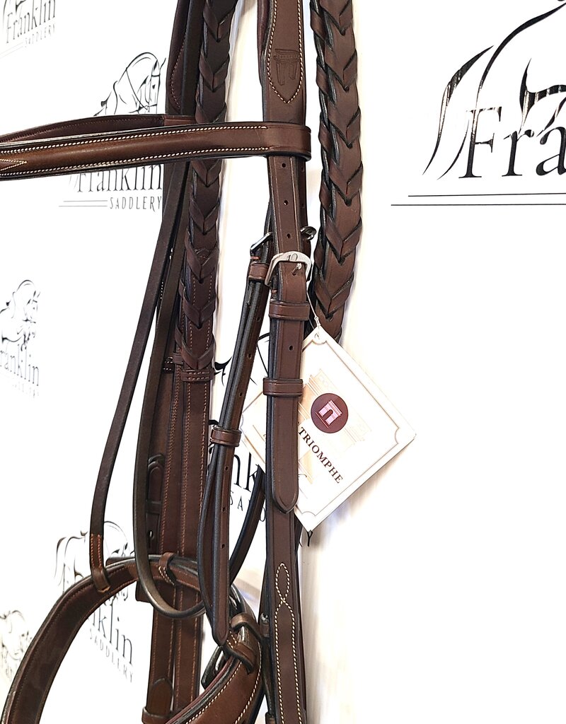 ADT Tack ADT Tack Franklin Hunter Bridle with Raised Lace Reins Brown Full