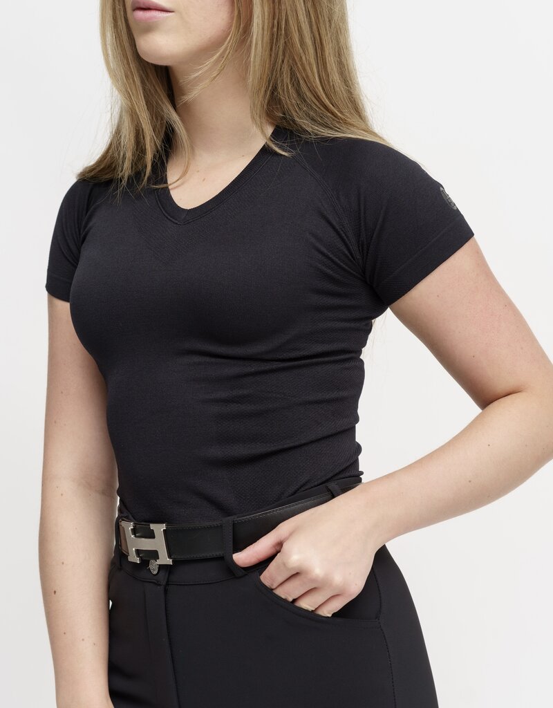 TKEQ TKEQ The 'Kennedy' 2.0 Seamless Short Sleeve V Neck Shirt Black