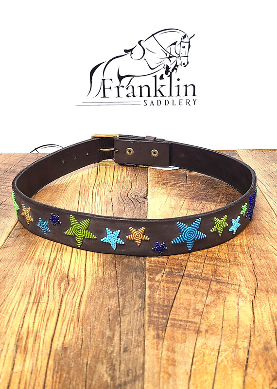 The Kenyan Collection The Kenyan Collection Peacock Stars Beaded Belt 32"