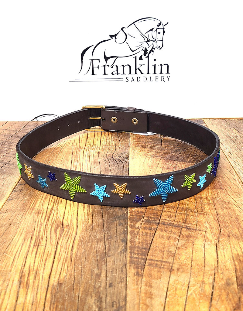 The Kenyan Collection The Kenyan Collection Peacock Stars Beaded Belt 32"