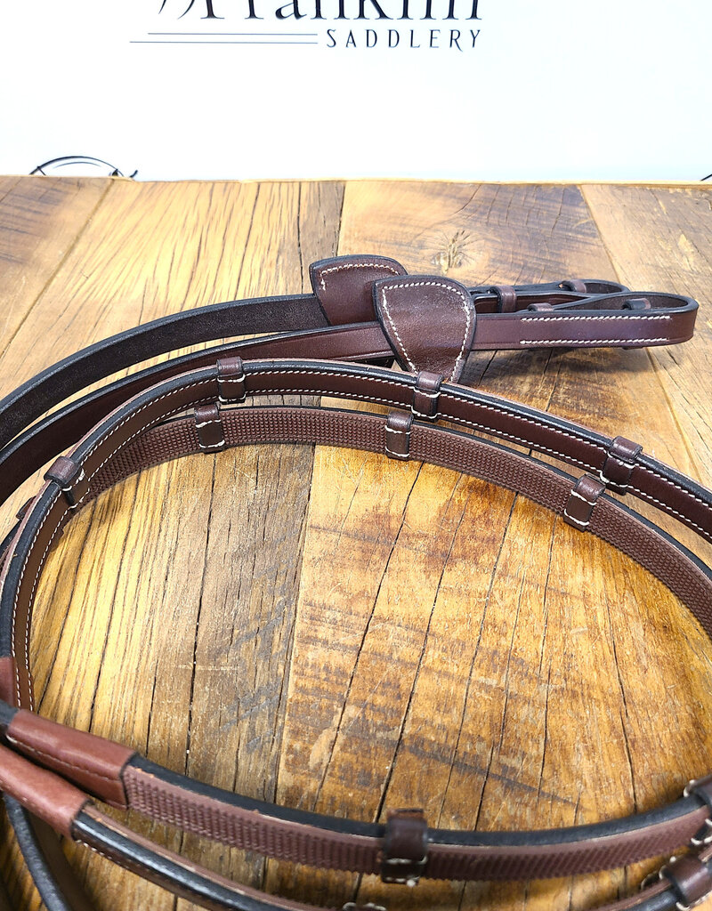 AJR Sport AJR 5/8" Leather Rein With Inner Rubber Strip And Leather Grips