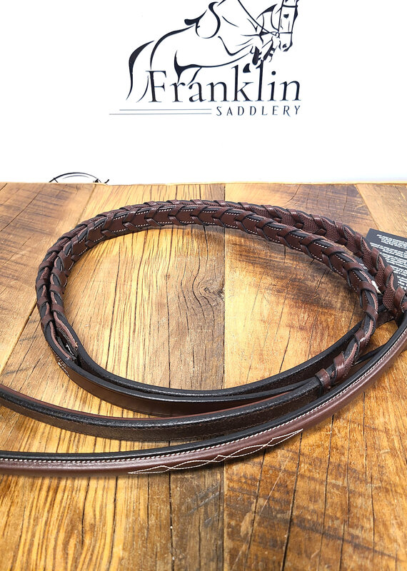 AJR Sport AJR Fancy Raised Laced Leather Rein with Rubber Lining
