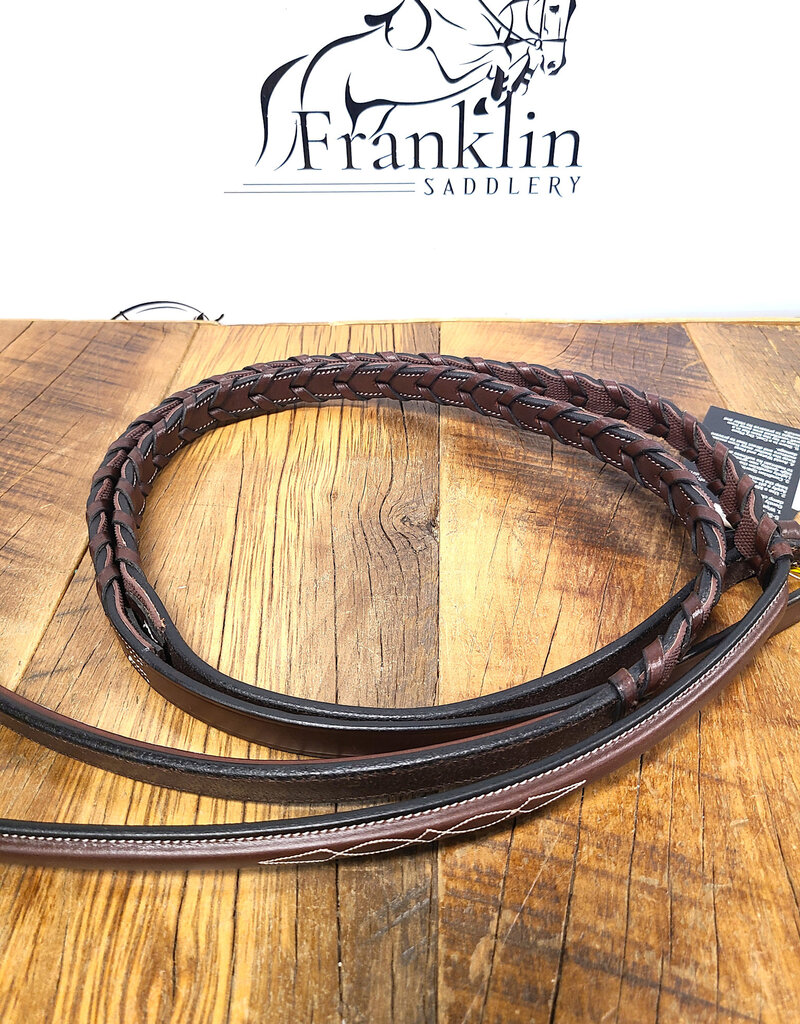 AJR Sport AJR Fancy Raised Laced Leather Rein with Rubber Lining