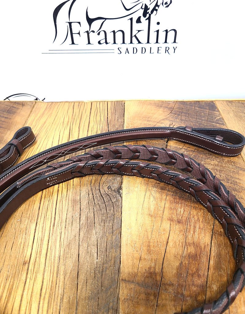 AJR Sport AJR Fancy Raised Laced Leather Rein with Rubber Lining