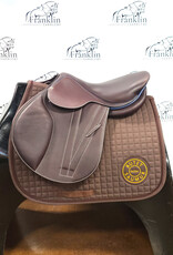 Butet Butet Premium Integrated L 16.5" Seat 2.5 Flap Standard Tree Cachou Saddle with Navy Rear Piping and Seat Stream