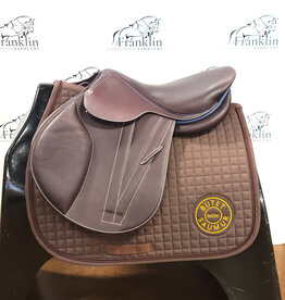Butet Butet Premium Integrated L 16.5" Seat 2.5 Flap Standard Tree Cachou Saddle with Navy Rear Piping and Seat Stream