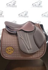 Butet Butet Premium Integrated L 16.5" Seat 2.5 Flap Standard Tree Cachou Saddle with Navy Rear Piping and Seat Stream