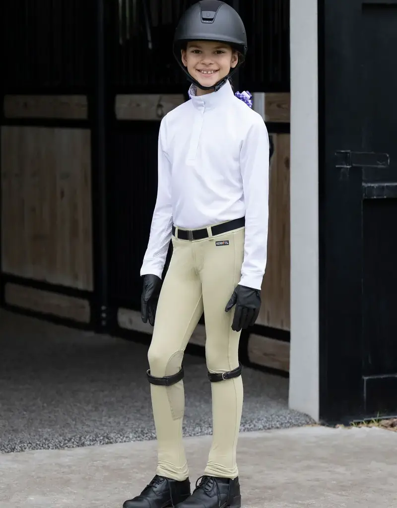 Kerrits Kerrits Kids Encore Long Sleeve Show Shirt White/Bit of Luck