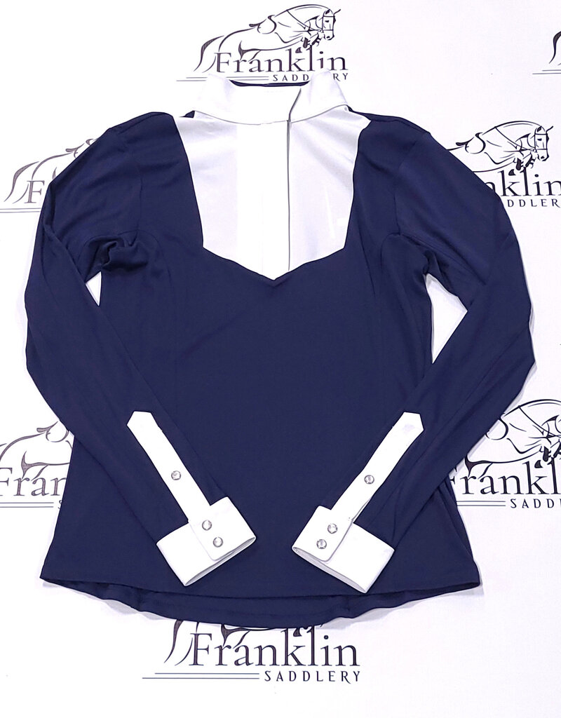 Ovation Ovation Ladies Bib Front Long Sleeve Show Shirt Navy/White