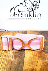 Ellany Equestrian Ellany 2" Rose Gold Stirrup Elastic Belt Madelyn (Pink Stripes)