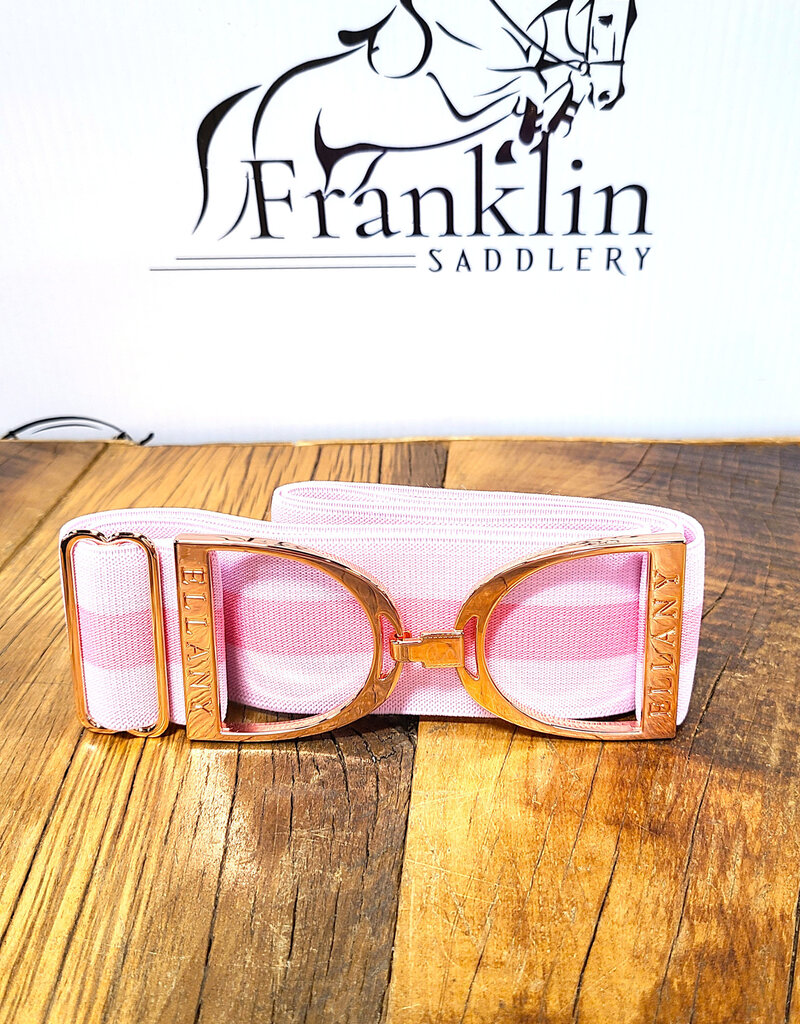 Ellany Equestrian Ellany 2" Rose Gold Stirrup Elastic Belt Madelyn (Pink Stripes)