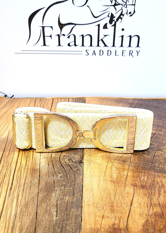Ellany Equestrian Ellany 1.5" Gold Stirrup Elastic Belt Buttercream Tribal