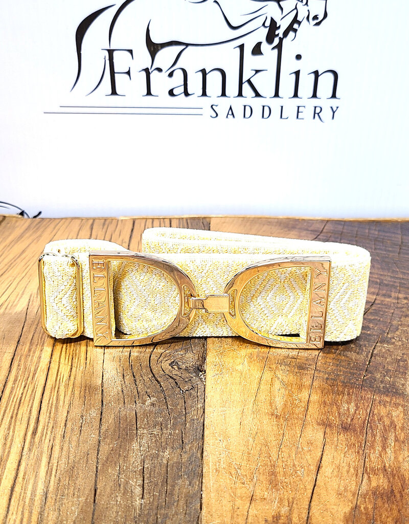 Ellany Equestrian Ellany 1.5" Gold Stirrup Elastic Belt Buttercream Tribal