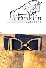 Ellany Equestrian Ellany 2" Navy Silver Stirrup Elastic Belt Silver