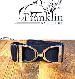 Ellany Equestrian Ellany 2" Navy Silver Stirrup Elastic Belt Silver