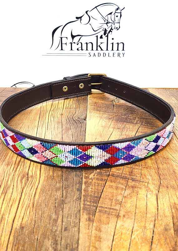 The Kenyan Collection The Kenyan Collection Posey Argyle Beaded Belt 34"