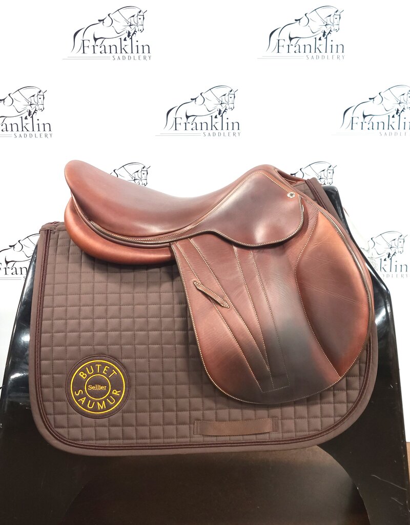 Butet Used Butet Premium Integrated M 17.5" Seat 2 Flap Wide Tree DTF Gold Saddle Consignment #661
