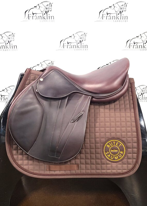 Butet Used Butet Premium M 17.5" Seat 2.5 Flap Extra Wide Tree D+TF Panel Cachou Saddle Consignment #639