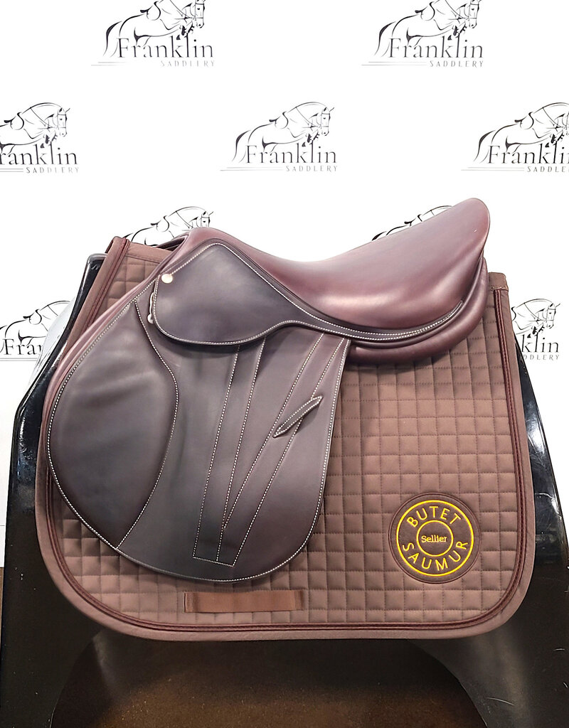 Butet Used Butet Premium M 17.5" Seat 2.5 Flap Extra Wide Tree D+TF Panel Cachou Saddle Consignment #639