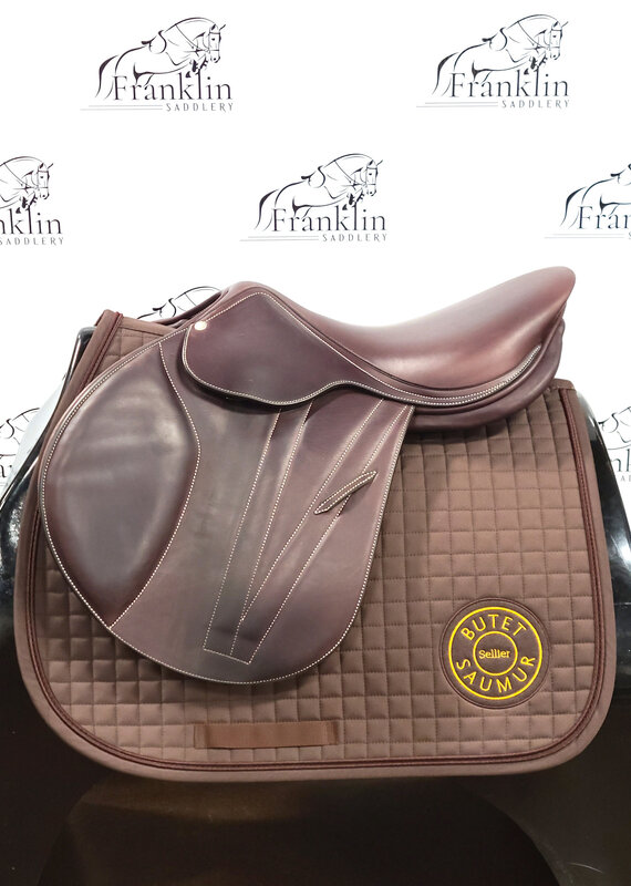 Butet Used Butet L 17" Seat 2.5 Flap X-wide Tree Cachou Wool Flocked Saddle Consignment #658
