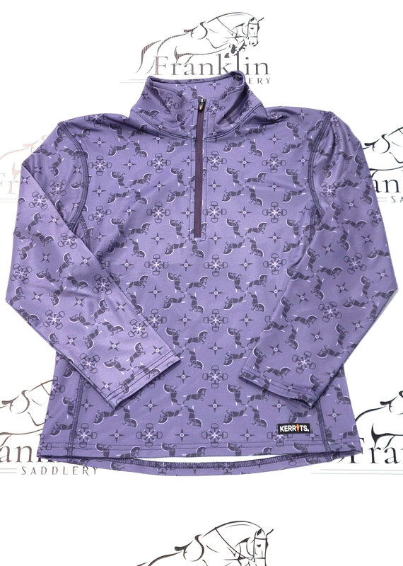 Kerrits Kerrits Kids First Level Quarter Zip Fleece Tech Top Violet Dawn Horse Quadrille
