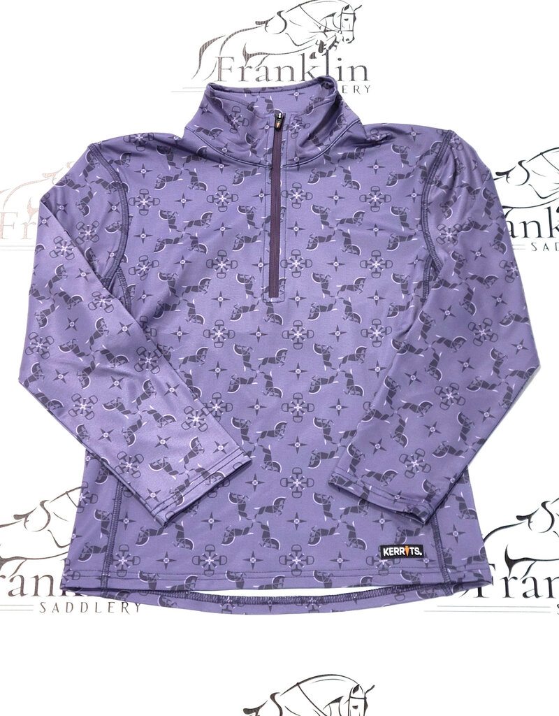 Kerrits Kerrits Kids First Level Quarter Zip Fleece Tech Top Violet Dawn Horse Quadrille