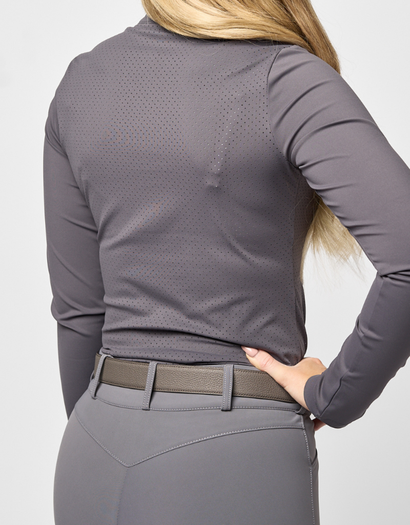 TKEQ TKEQ The Logan Perforated Long Sleeve Top Dappled