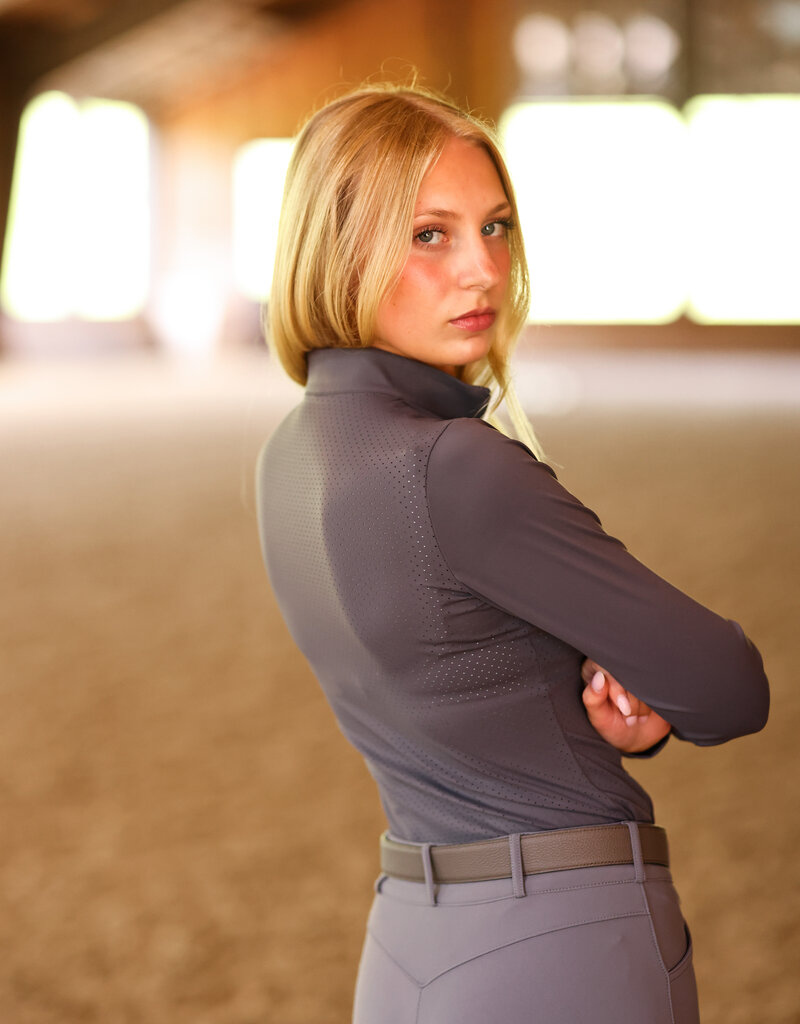 TKEQ TKEQ The Logan Perforated Long Sleeve Top Dappled