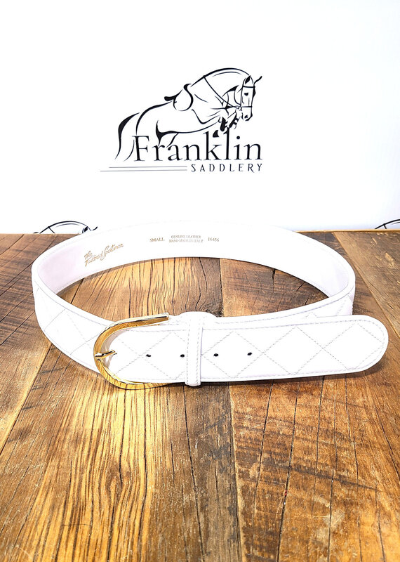 The Tailored Sportsman The Tailored Sportsman Quilted C White/Gold Buckle Belt