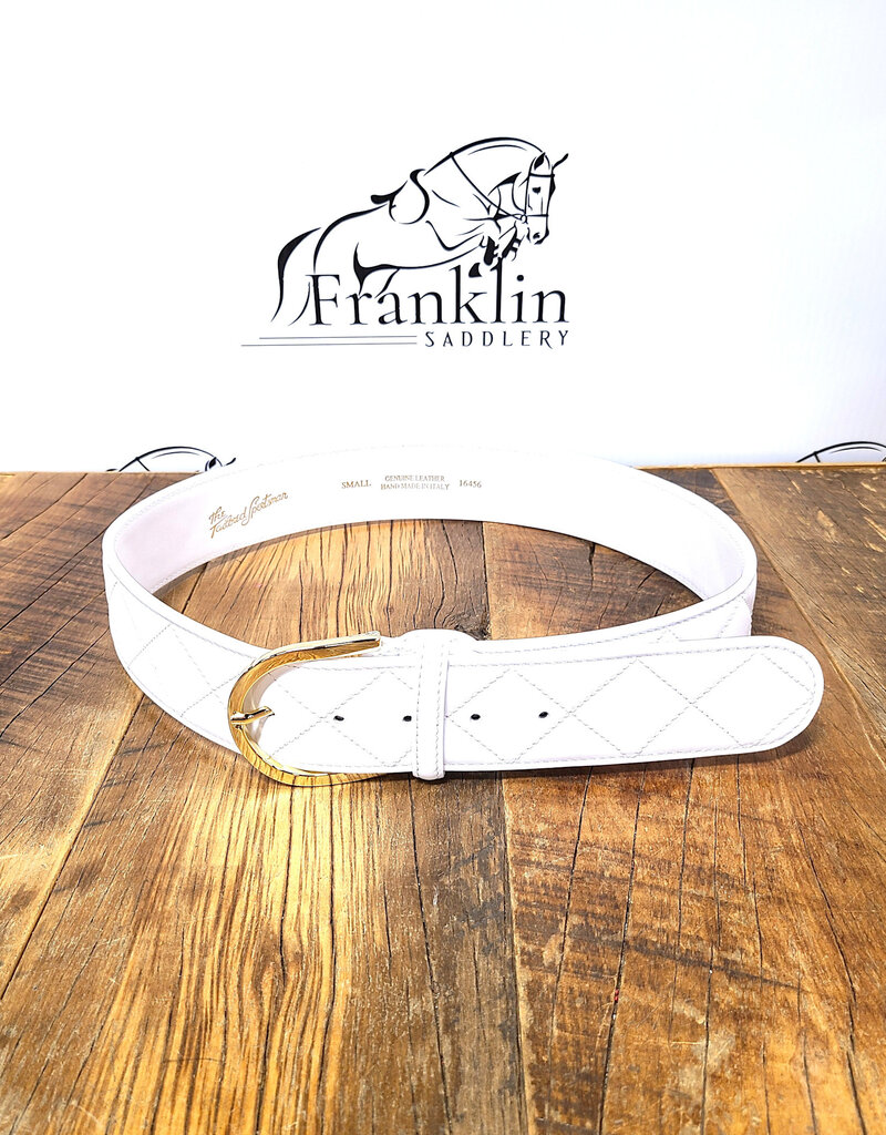 The Tailored Sportsman The Tailored Sportsman Quilted C White/Gold Buckle Belt