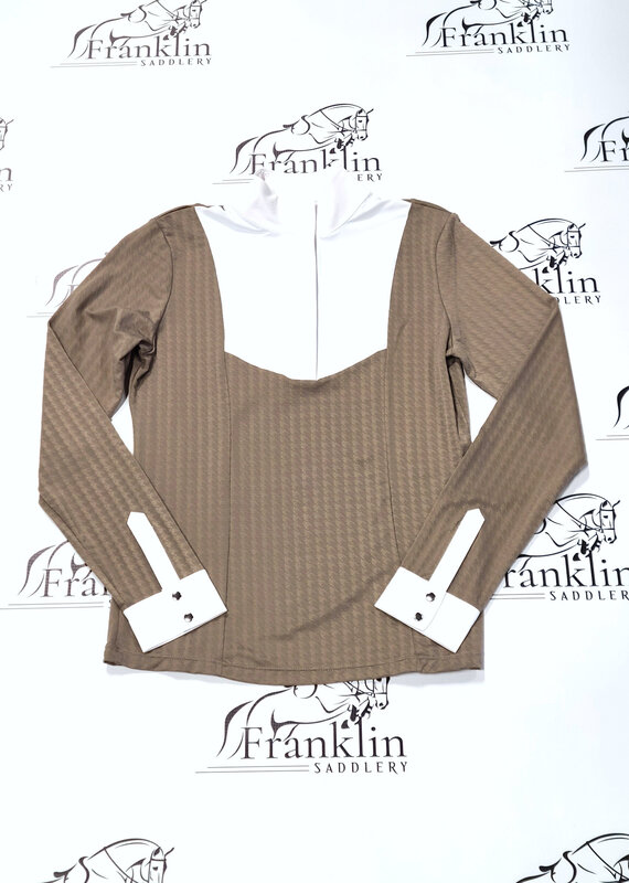 Hannah Childs Lifestyle Hannah Childs Luna 1/2 Snap Long Sleeve Show Shirt Cappuccino Houndstooth