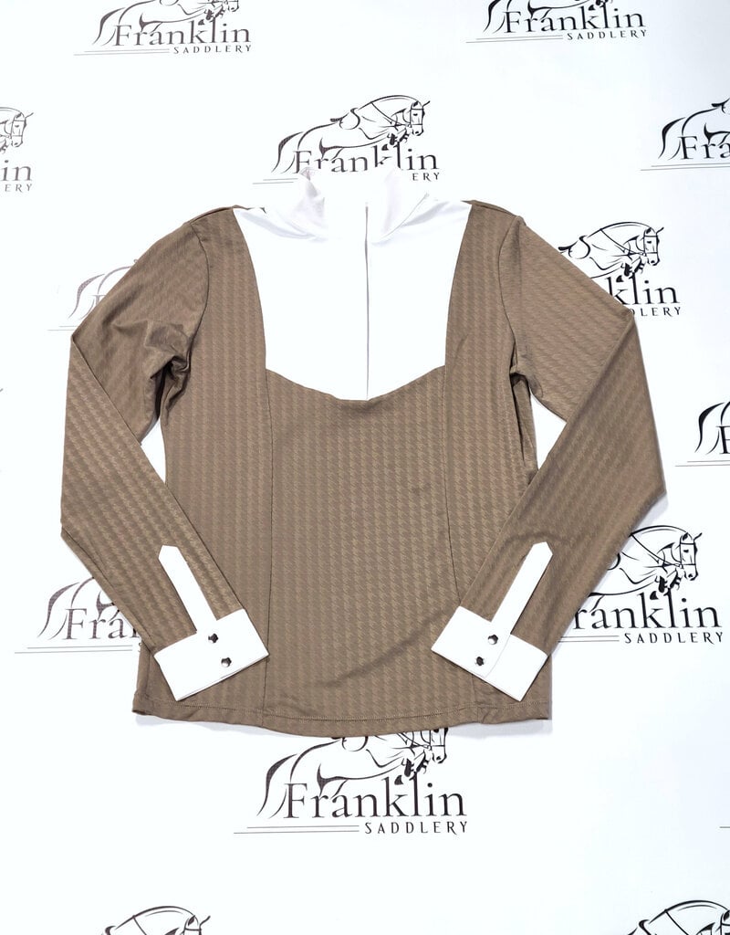 Hannah Childs Lifestyle Hannah Childs Luna 1/2 Snap Long Sleeve Show Shirt Cappuccino Houndstooth