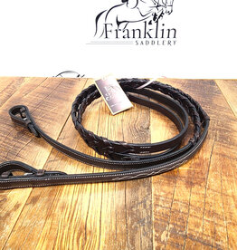 Jake Adams Equestrian Jake Adams Equestrian Raised Fancy Stitched Leather Laced Reins Australian Nut