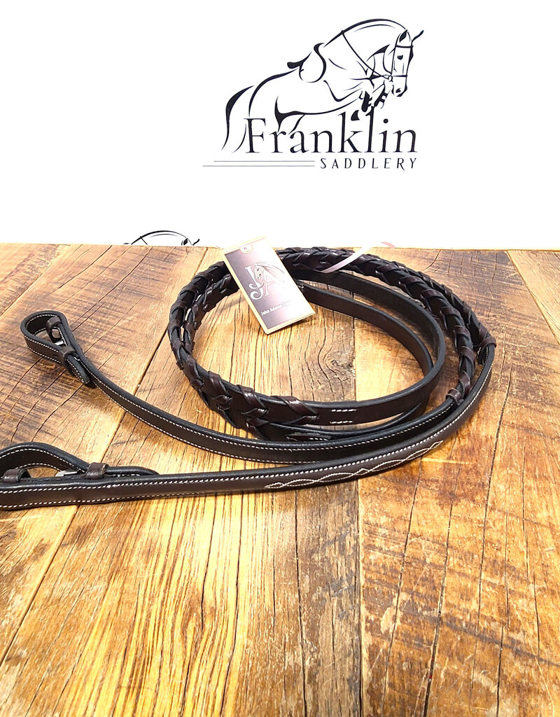 Jake Adams Equestrian Jake Adams Equestrian Raised Fancy Stitched Leather Laced Reins Australian Nut